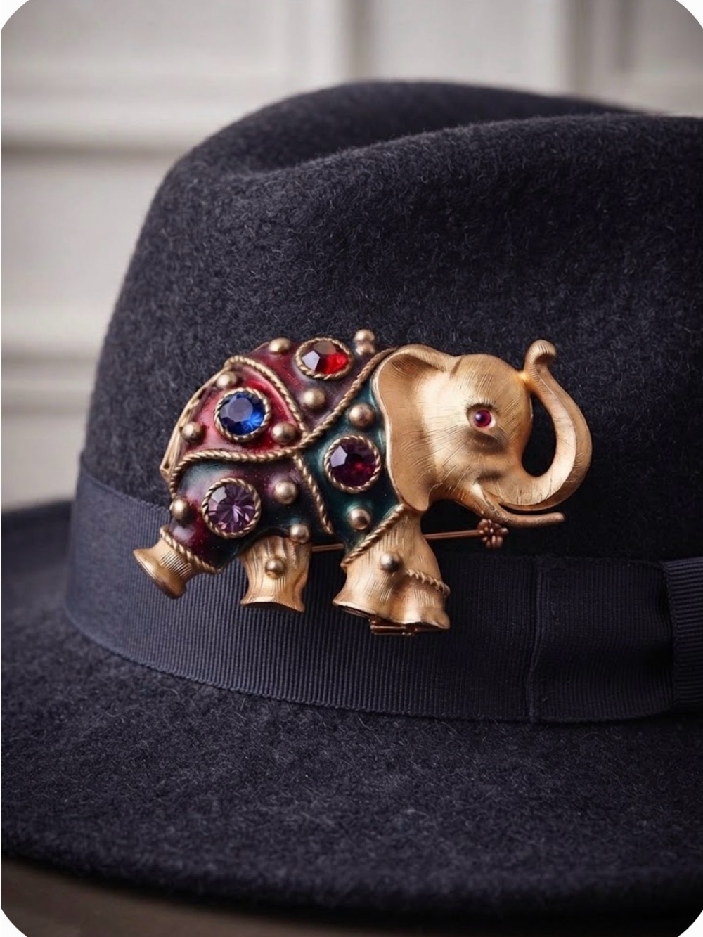 VTG Austrian Crystal Elephant Brooch